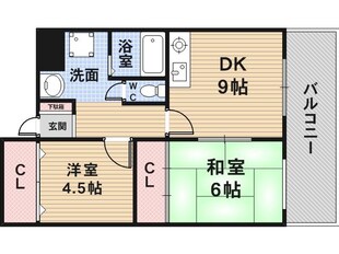 ハピネス八戸ノ里の物件間取画像